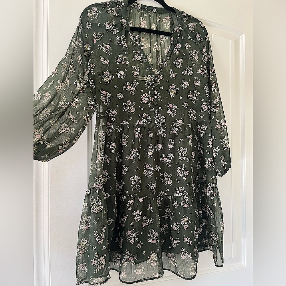 Abercrombie & Fitch Green Dainty Floral Mini Dress
